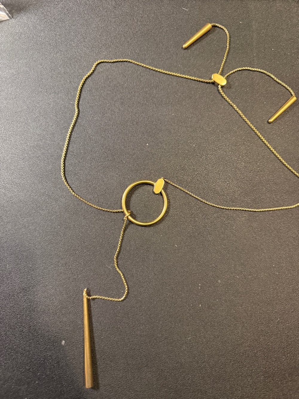 Kendra Scott Gold Slide Lariat Necklace with Circle Pendant - Picture 2 of 4